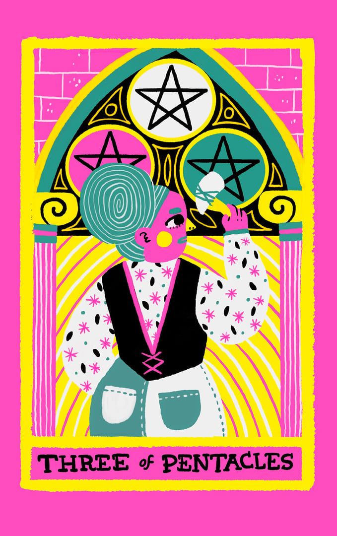 Three of Pentacles — Rainbow Tarot