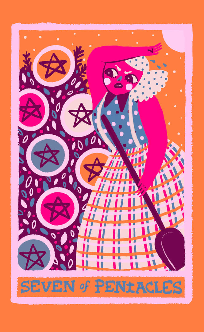 Siete de Oros — Rainbow Tarot