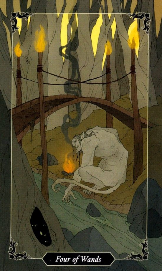 Four of Wands — Dark Wood Tarot