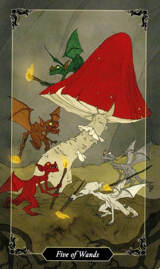 Five of Wands — Dark Wood Tarot
