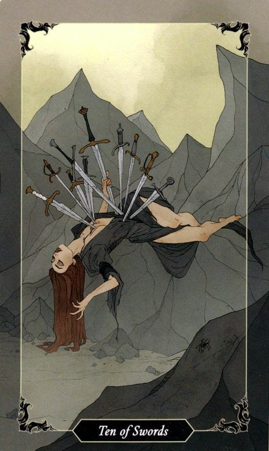 Ten of Swords — Dark Wood Tarot