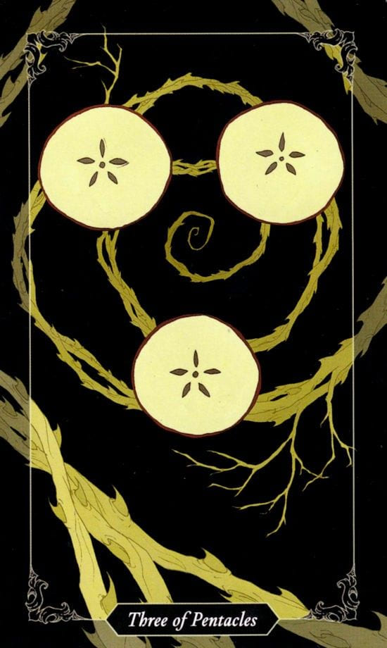 Three of Pentacles — Dark Wood Tarot