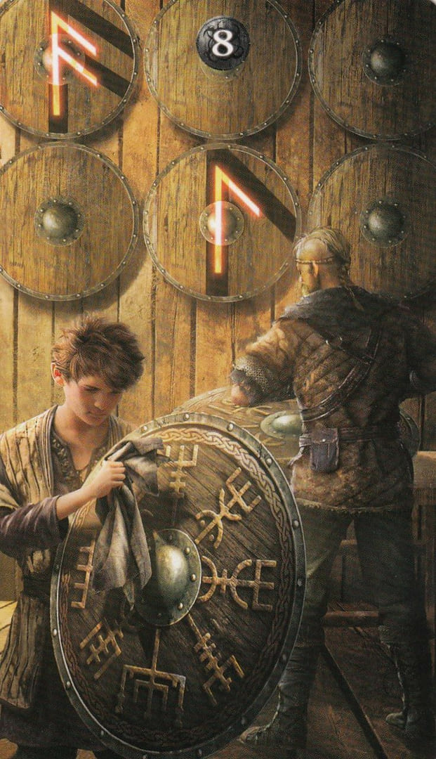 Ocho de Oros — Tarot Rúnico