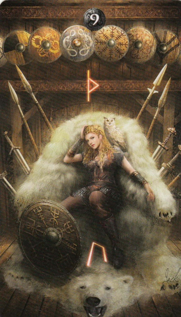 Nine of Pentacles — Runic Tarot