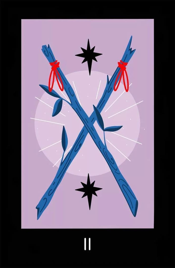 Dos de Bastos — Sabotage Tarot