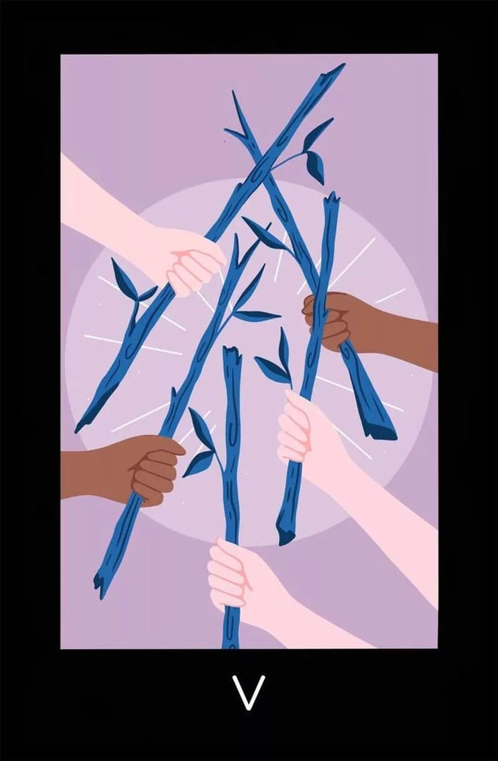 Five of Wands — Sabotage Tarot