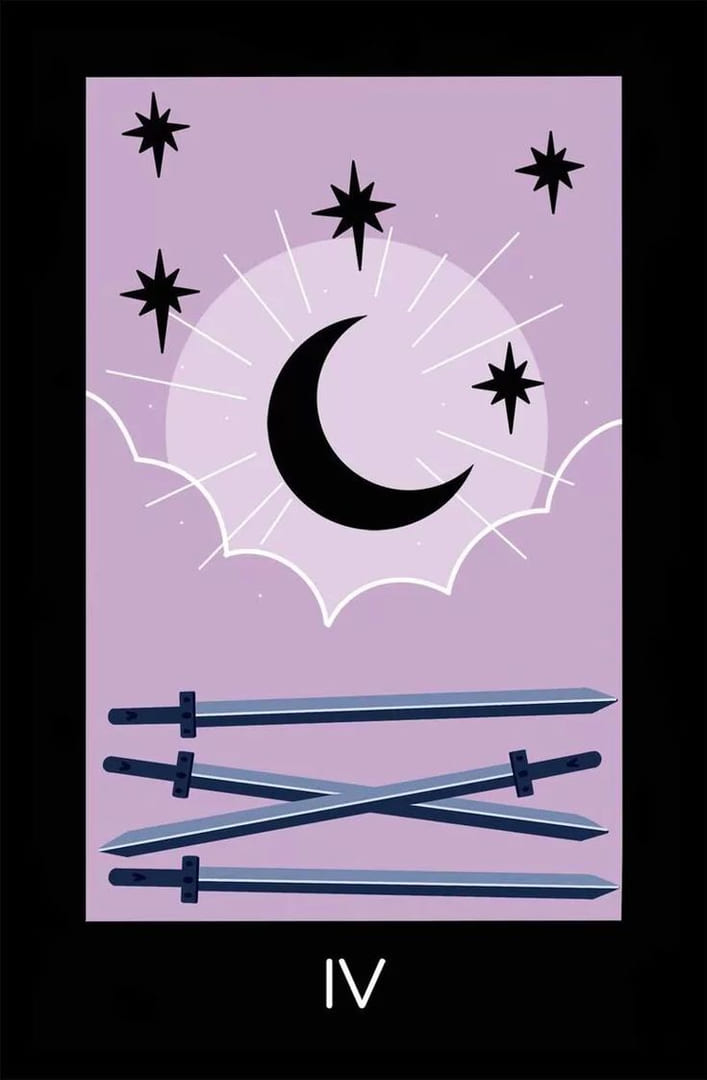 Cuatro de Espadas — Sabotage Tarot