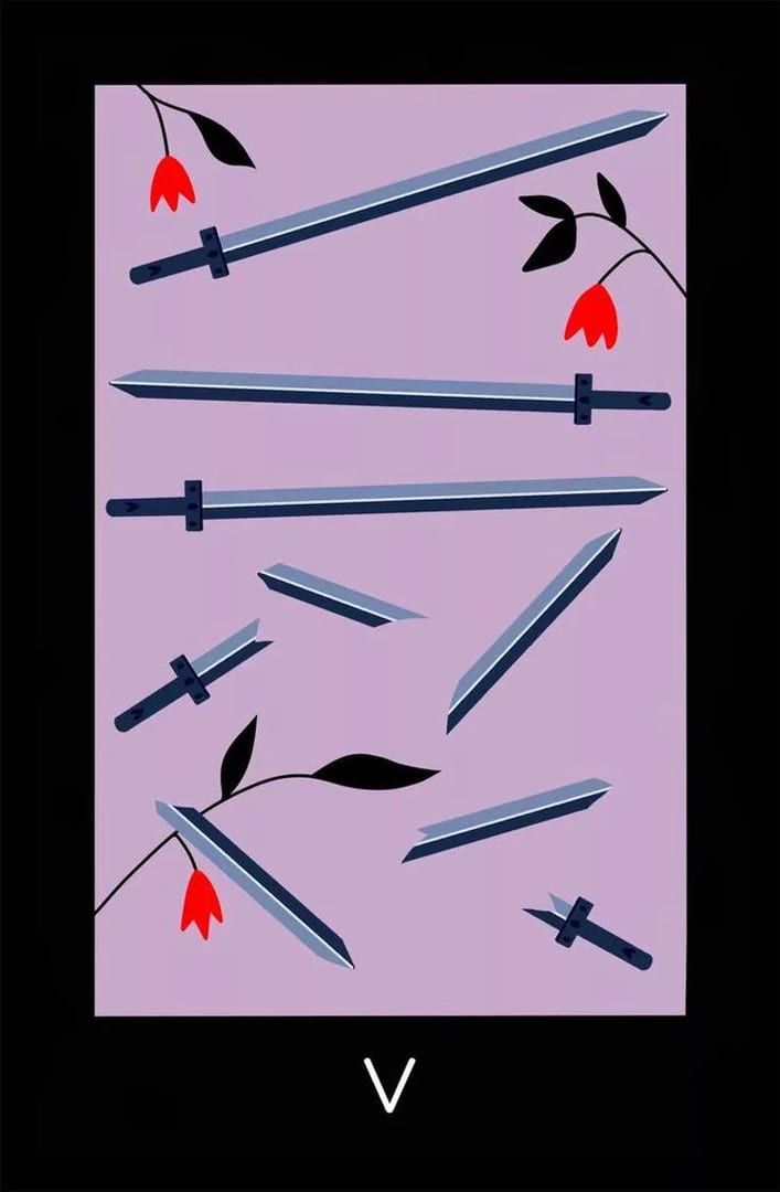 Cinco de Espadas — Sabotage Tarot