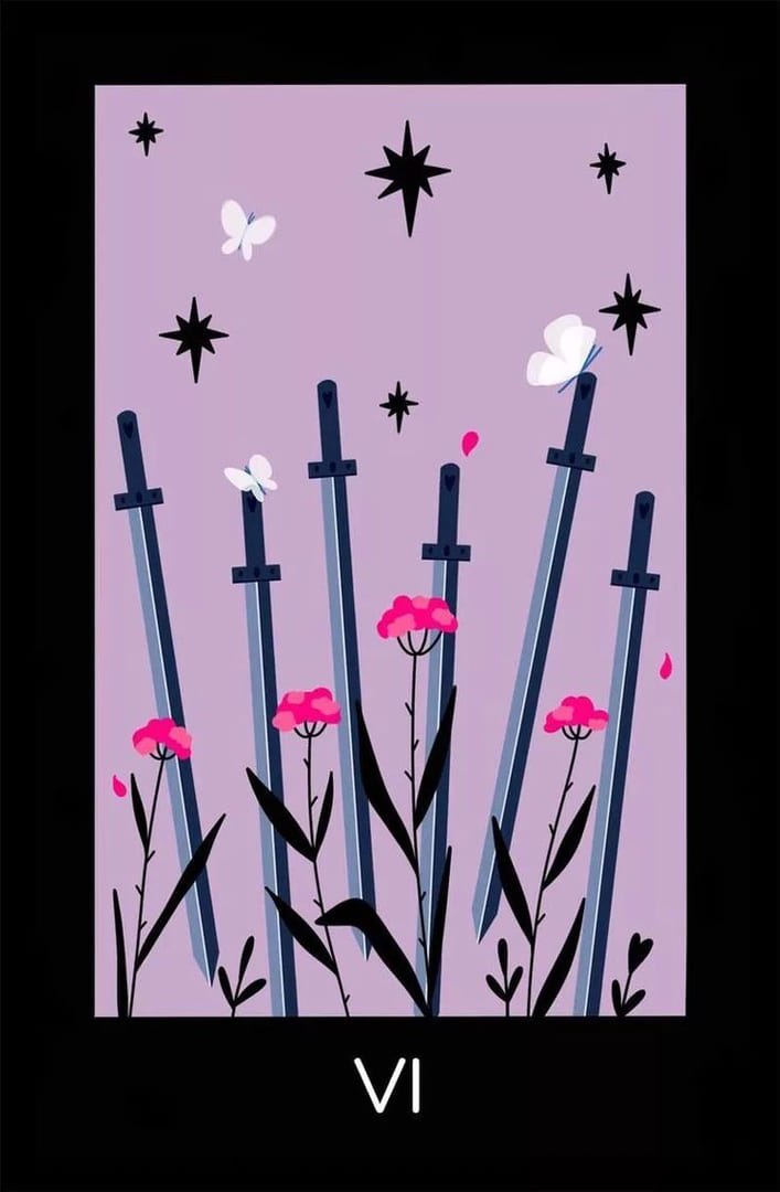 Seis de Espadas — Sabotage Tarot