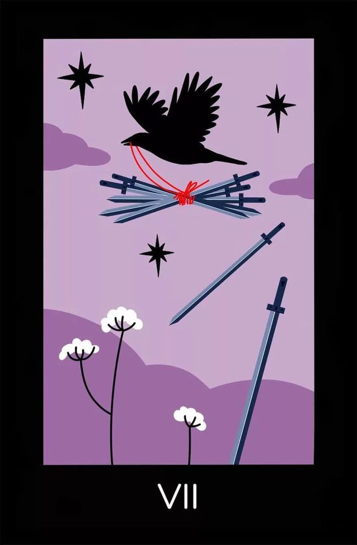 Siete de Espadas — Sabotage Tarot