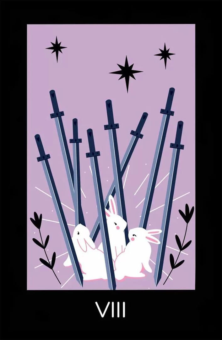 Ocho de Espadas — Sabotage Tarot