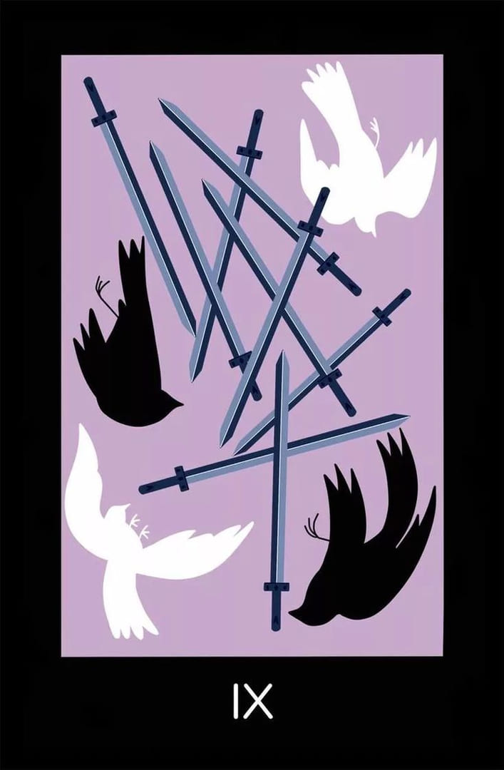 Nueve de Espadas — Sabotage Tarot