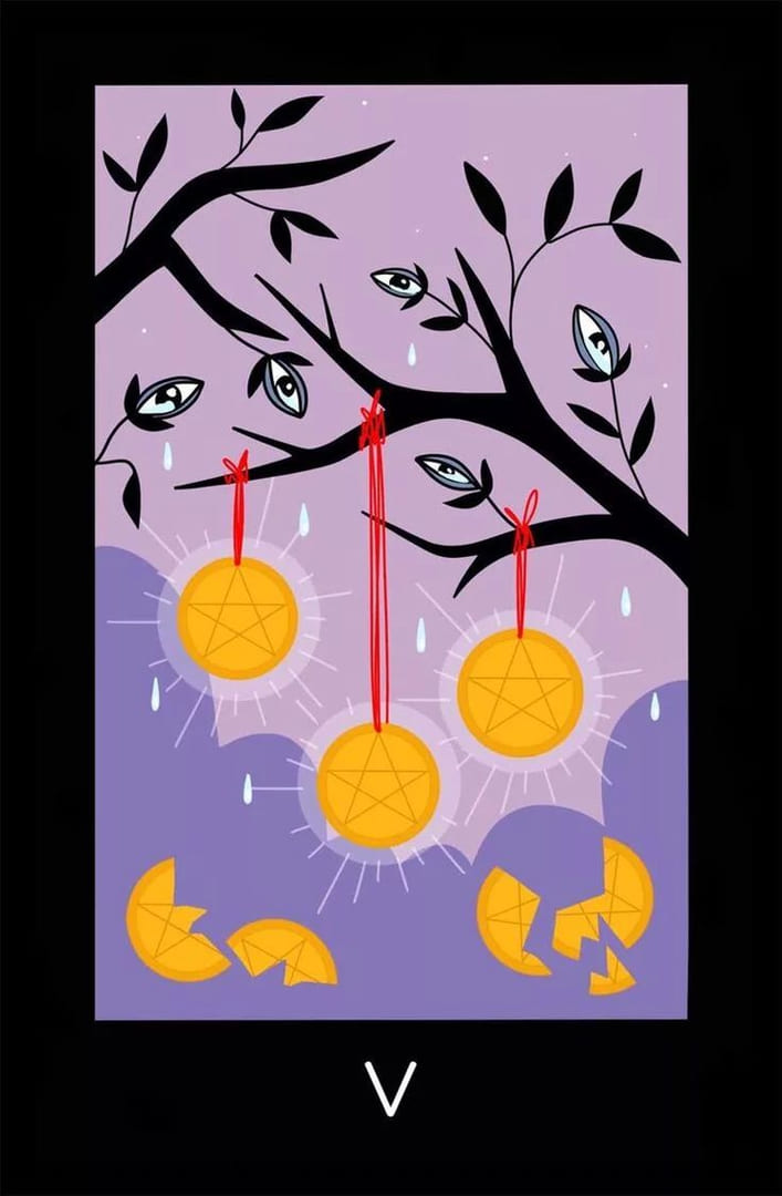 Cinco de Oros — Sabotage Tarot