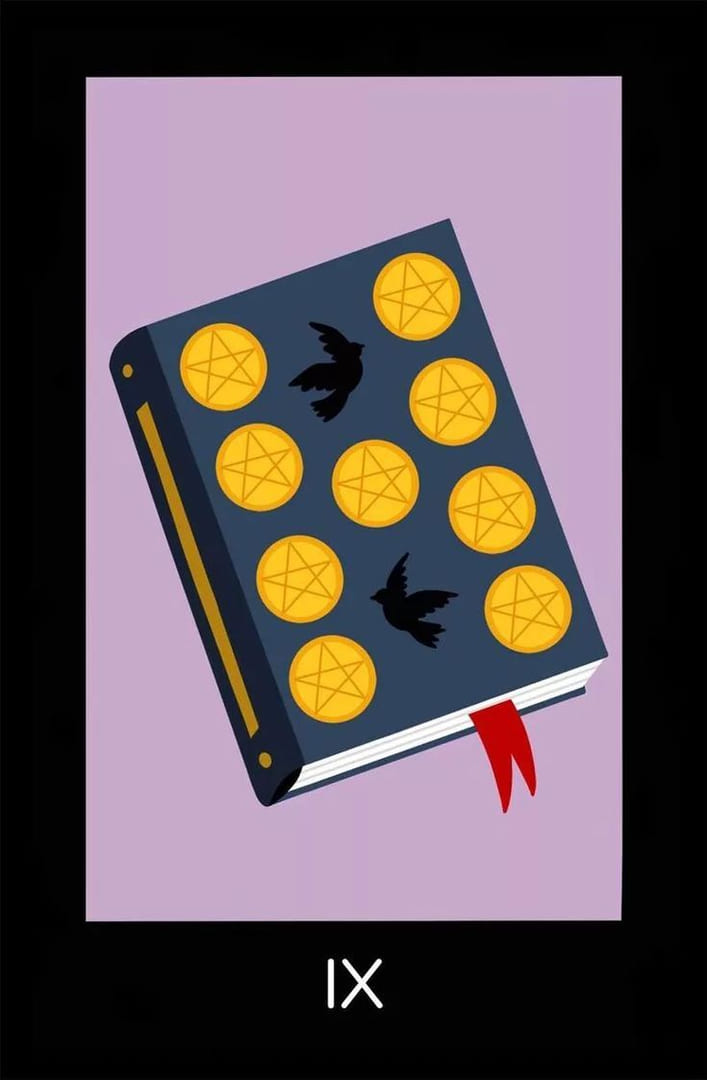 Nueve de Oros — Sabotage Tarot