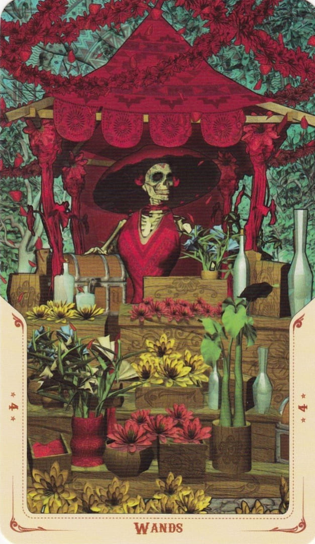 Four of Wands — Santa Muerte Tarot Card Meanings