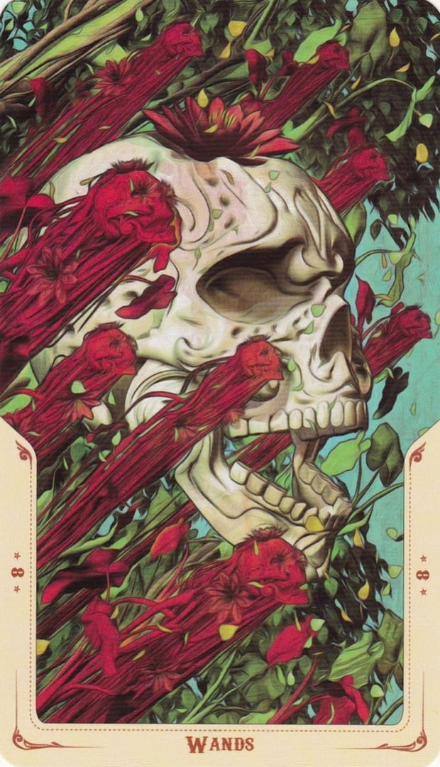 Eight of Wands — Santa Muerte Tarot Card Meanings