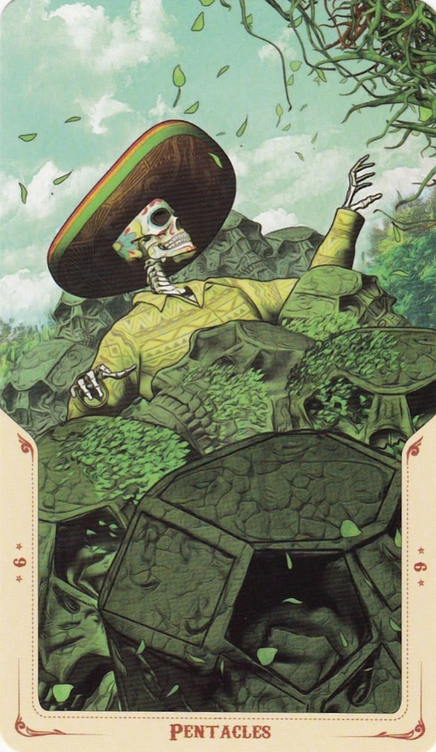 Nine of Pentacles — Santa Muerte Tarot Card Meanings