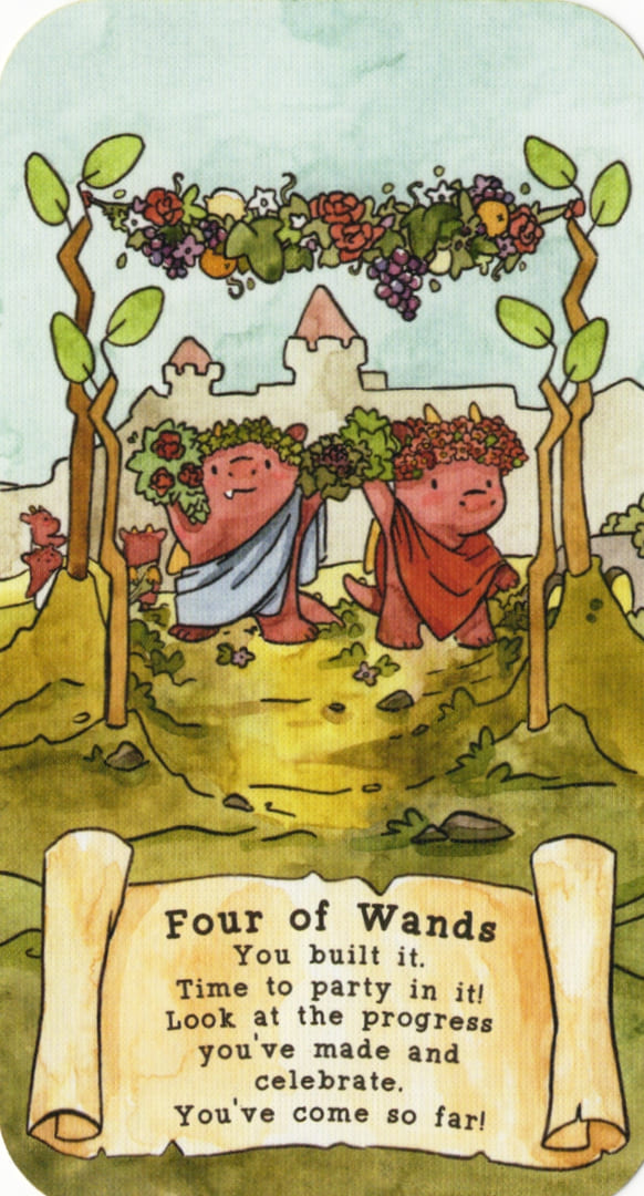 Four of Wands — Sassy Dragons Tarot