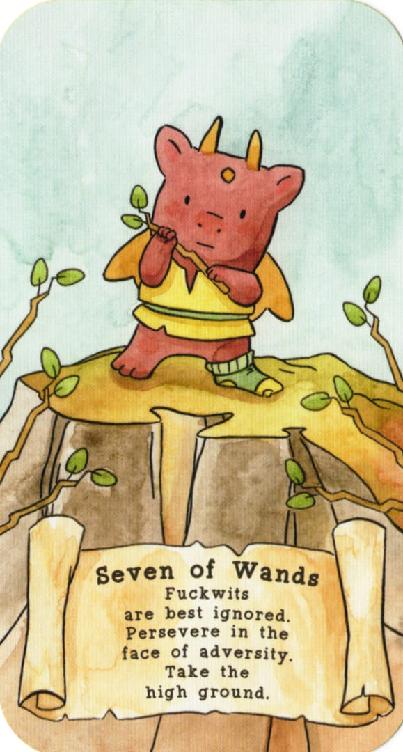 Seven of Wands — Sassy Dragons Tarot