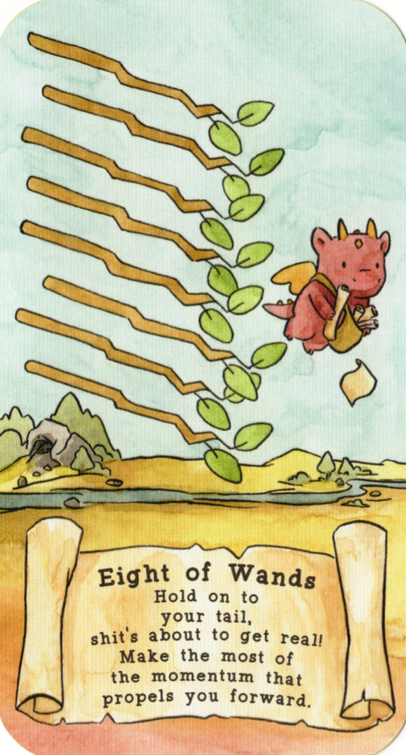 Eight of Wands — Sassy Dragons Tarot