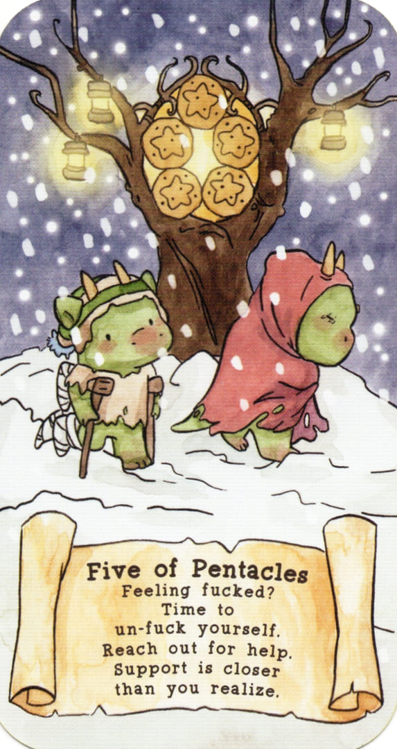 Five of Pentacles — Sassy Dragons Tarot