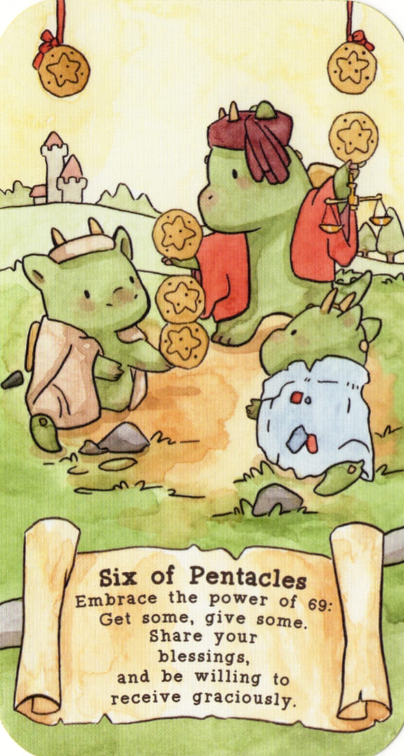 Six of Pentacles — Sassy Dragons Tarot
