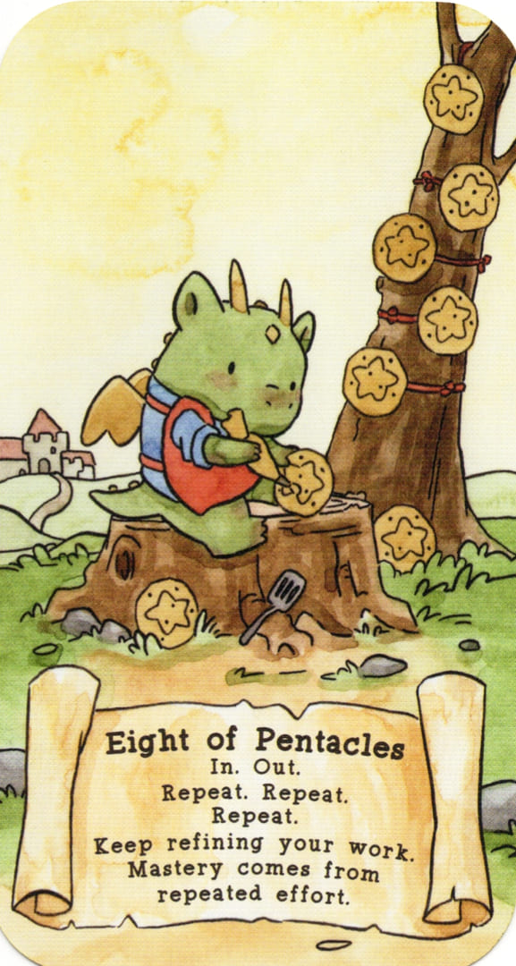 Eight of Pentacles — Sassy Dragons Tarot