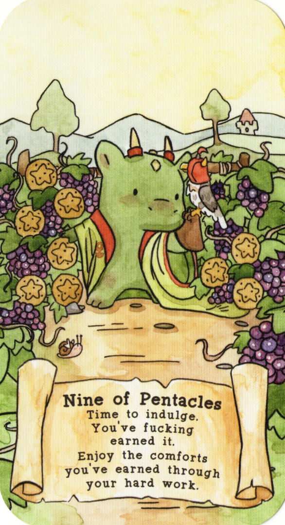 Nine of Pentacles — Sassy Dragons Tarot