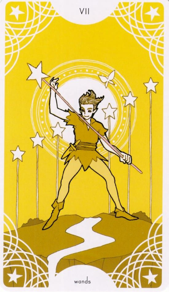 Siete de Bastos — Star Spinner Tarot
