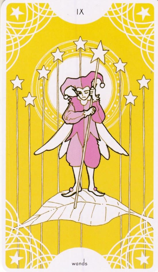 Nueve de Bastos — Star Spinner Tarot