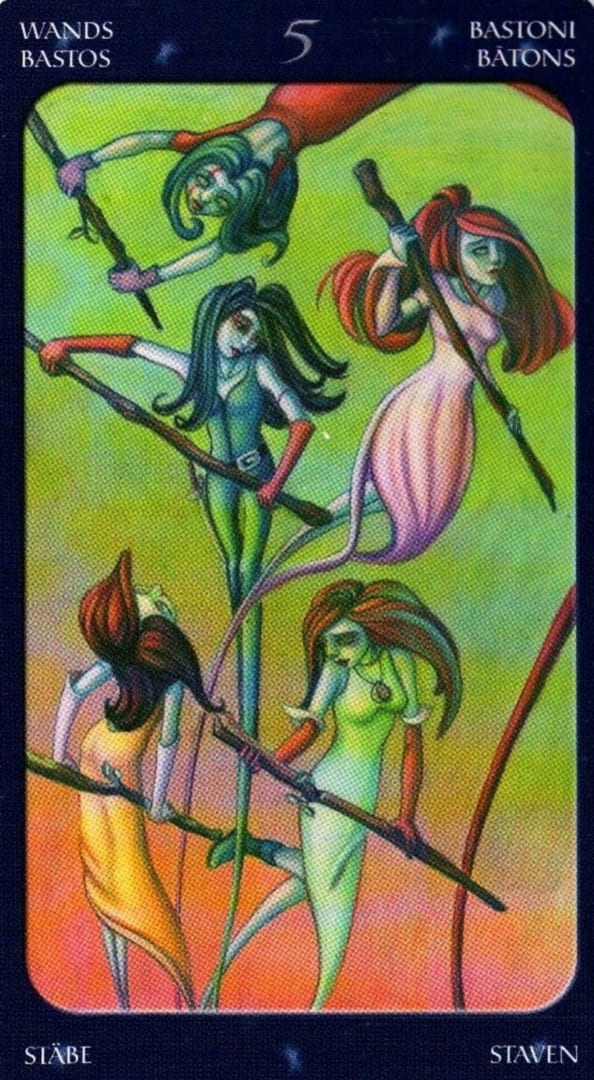 Five of Wands — Sweet Twilight Tarot