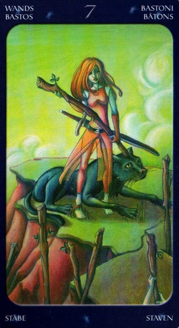 Siete de Bastos — Sweet Twilight Tarot