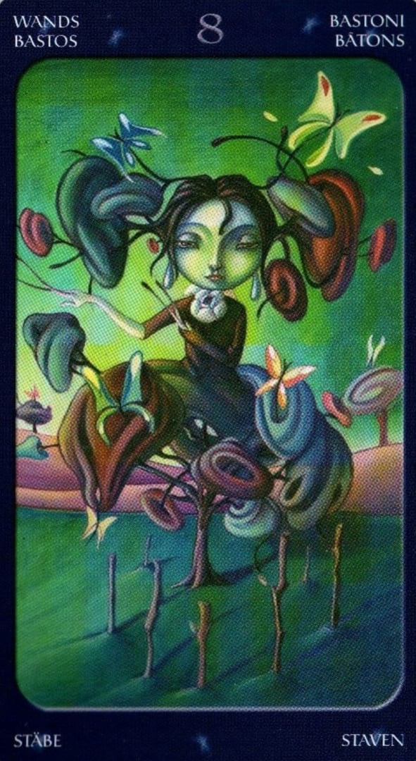 Ocho de Bastos — Sweet Twilight Tarot