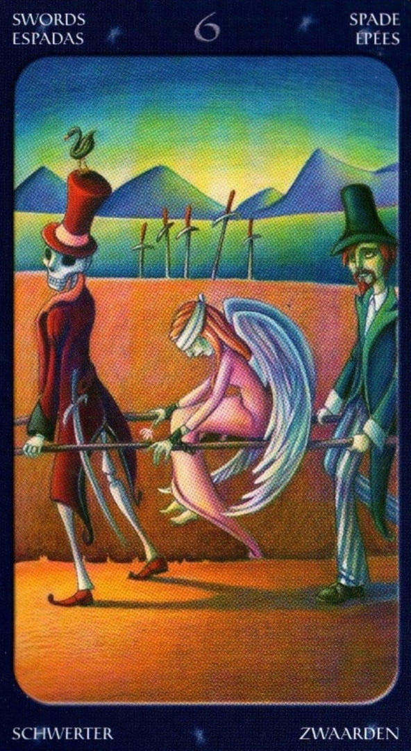 Seis de Espadas — Sweet Twilight Tarot