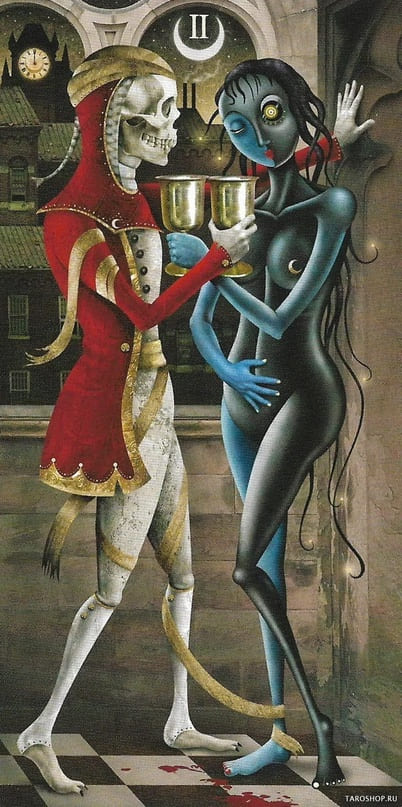 Dos de Copas — Deviant Moon Tarot