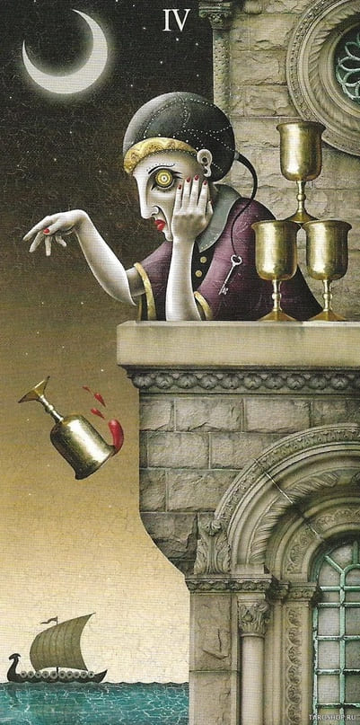 Cuatro de Copas — Deviant Moon Tarot