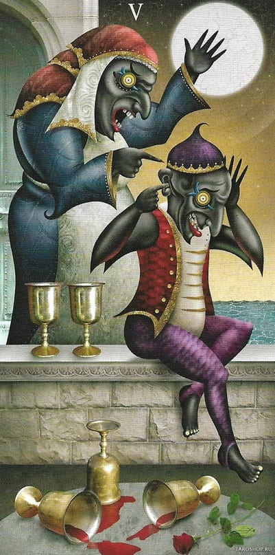 Cinco de Copas — Deviant Moon Tarot