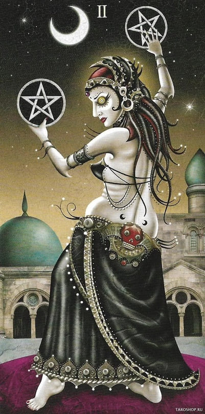 Dos de Oros — Deviant Moon Tarot