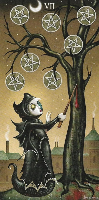 Siete de Oros — Deviant Moon Tarot