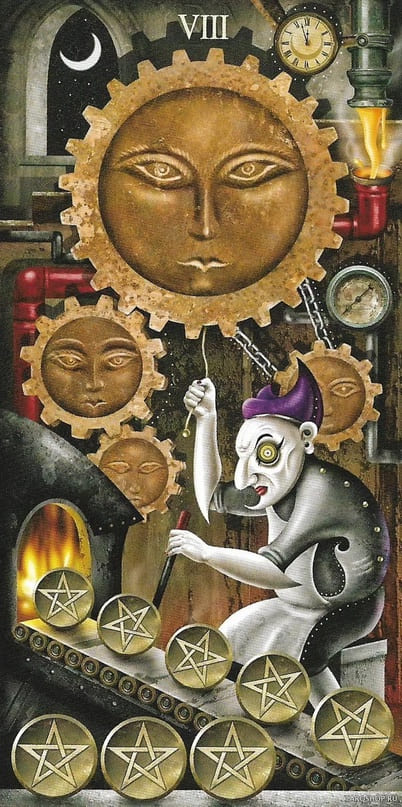 Eight of Pentacles — Deviant Moon Tarot