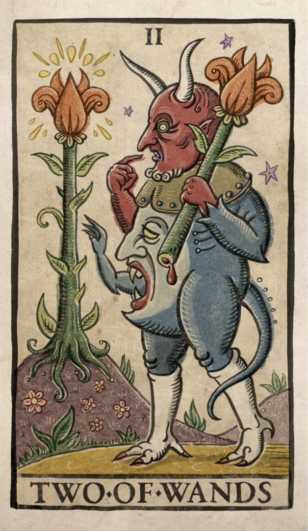 Two of Wands — Trionfi Della Luna Tarot