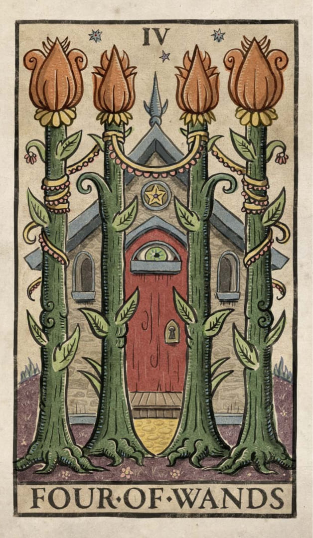 Four of Wands — Trionfi Della Luna Tarot