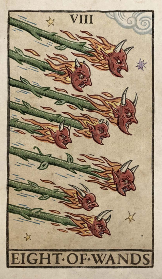 Eight of Wands — Trionfi Della Luna Tarot