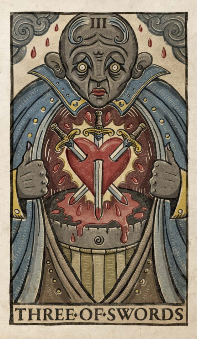 Three of Swords — Trionfi Della Luna Tarot
