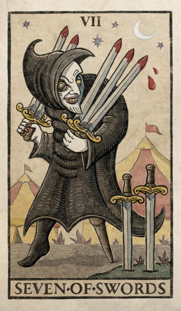 Seven of Swords — Trionfi Della Luna Tarot