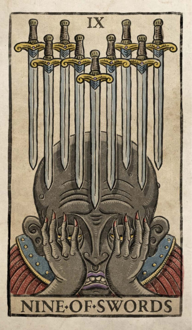 Nine of Swords — Trionfi Della Luna Tarot