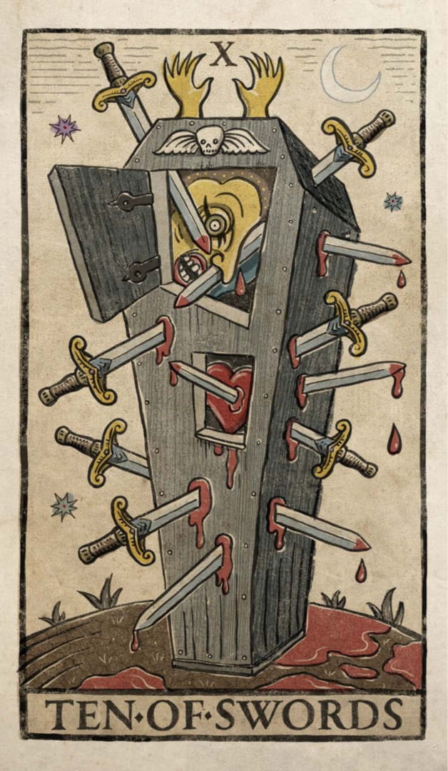 Ten of Swords — Trionfi Della Luna Tarot