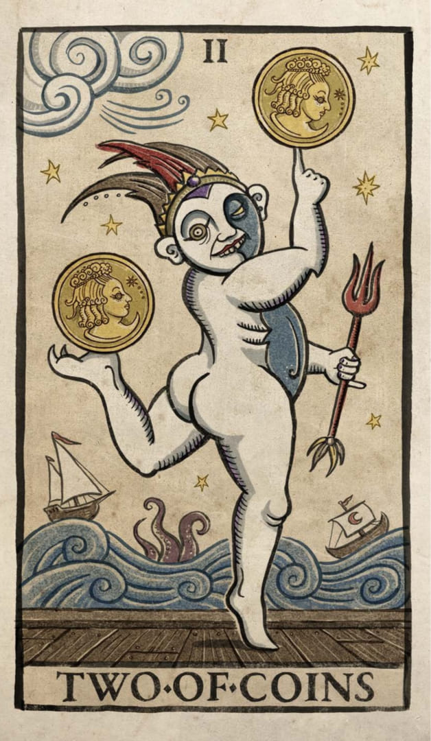 Dos de Oros — Trionfi Della Luna Tarot