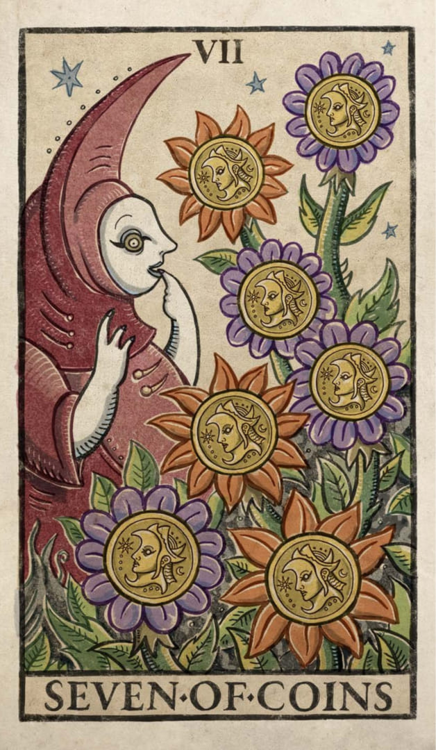 Seven of Pentacles — Trionfi Della Luna Tarot