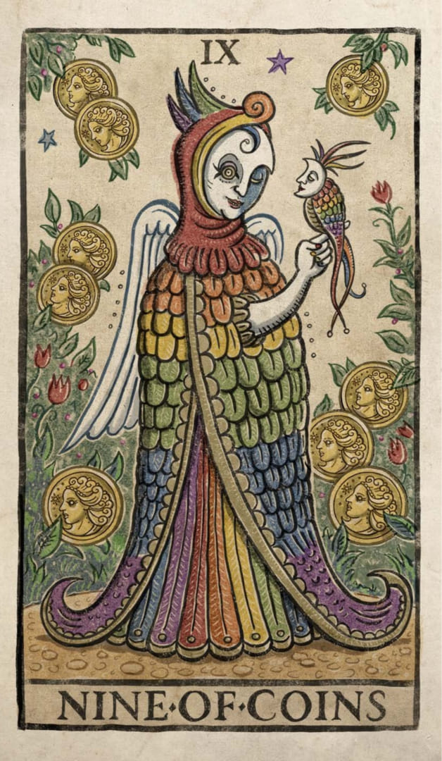 Nine of Pentacles — Trionfi Della Luna Tarot